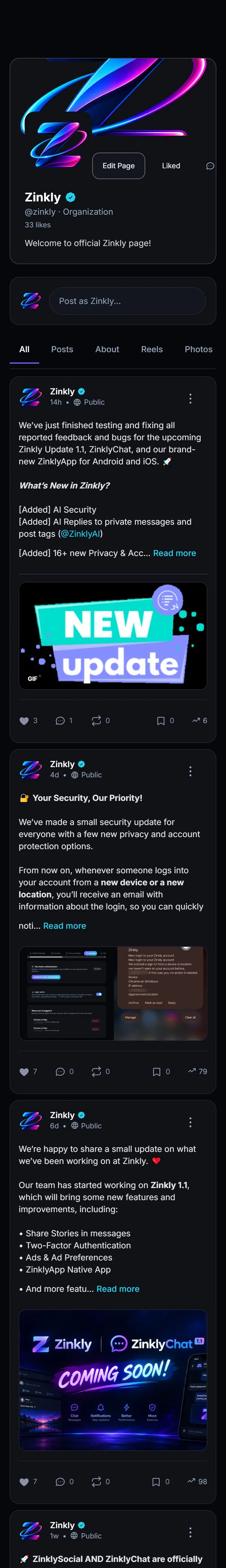 Pages in the app
