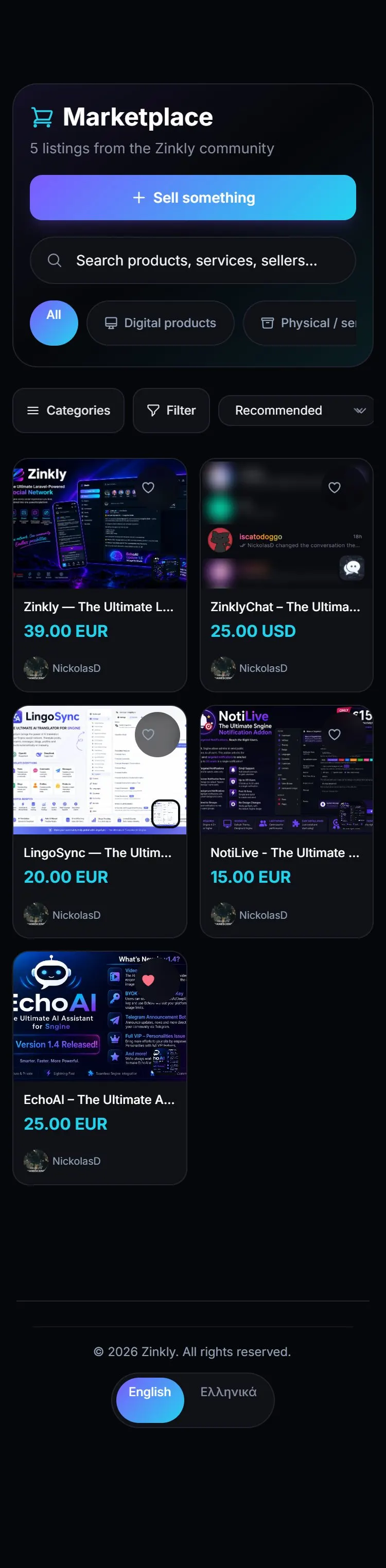 Marketplace in the app